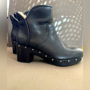 Ugg black leather booties with studs. Inside zipper. Size 9. Great condition.
